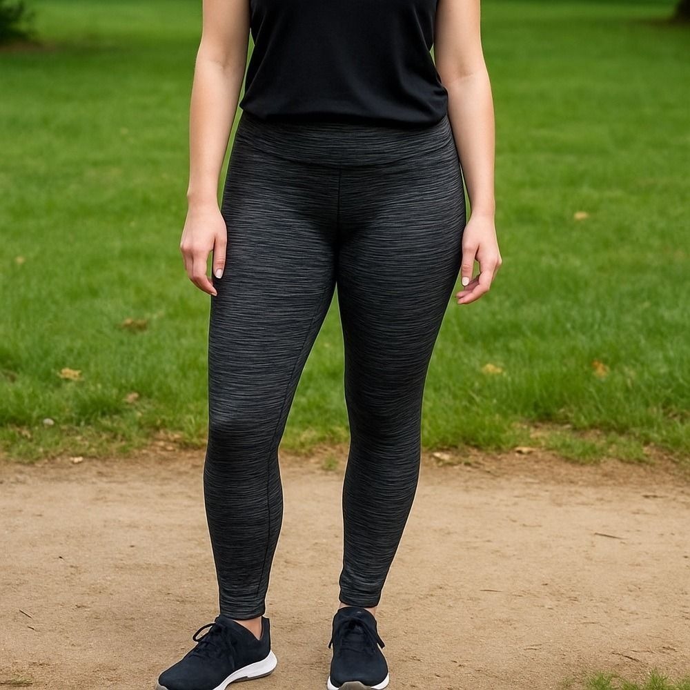 prAna Space Dye Leggings Women S Gray Black Athletic Yoga Workout Pants
